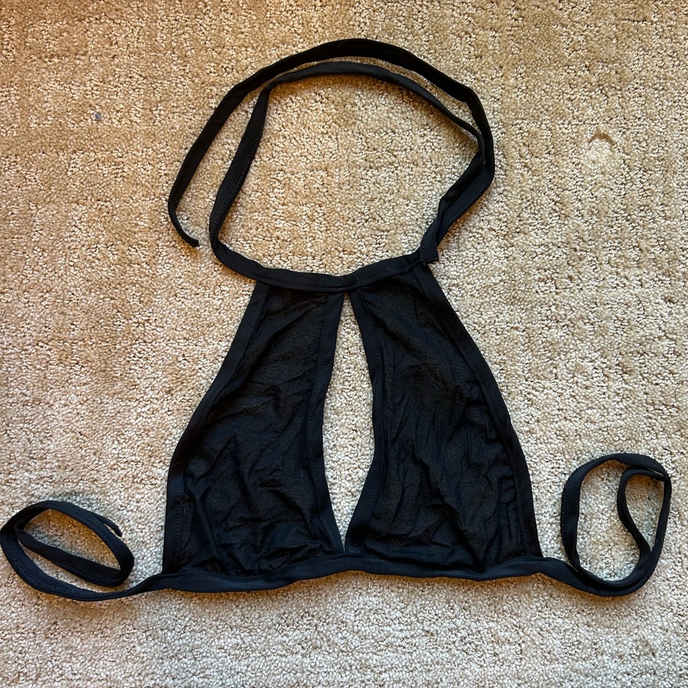 Black Mesh Halter Top